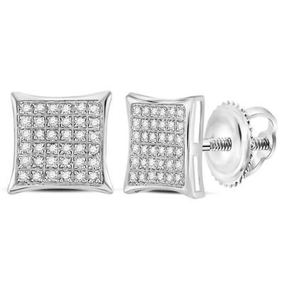 10kt Gold Diamond Square Cluster Earrings 1/4 Cttw