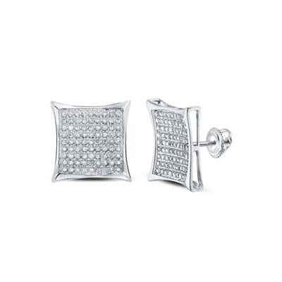10kt Gold Diamond Square Earrings 1/2 Cttw