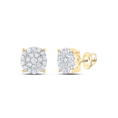 10kt Gold Round Diamond Cluster Earrings 1/2 Cttw
