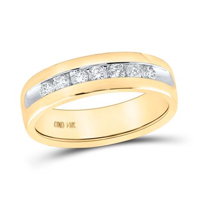 14kt Gold Mens Diamond Wedding Ring 1/2 Cttw