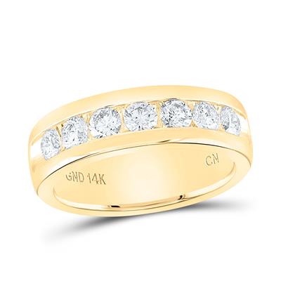 14kt Gold Mens Round Diamond Wedding Channel-Set Band 1-1/2 Cttw