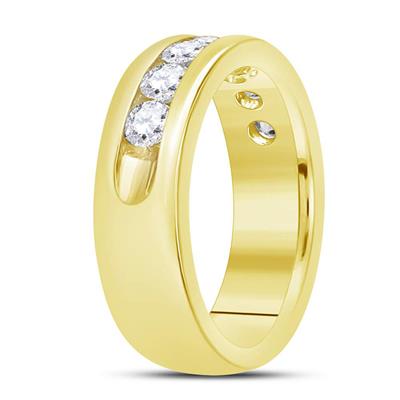 14kt Gold Mens Round Diamond Wedding Channel-Set Band 1-1/2 Cttw