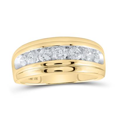 10kt Gold Mens Round Diamond Channel-Set Band 1 Cttw