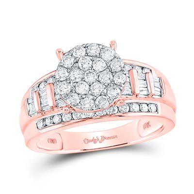 10kt Gold Round Diamond Cluster Ring 1 Cttw