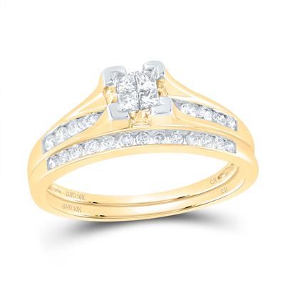 10kt Gold Ladies Princess-Cut Wedding Set 1/2 Cttw