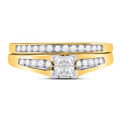 10kt Gold Ladies Princess-Cut Wedding Set 1/2 Cttw
