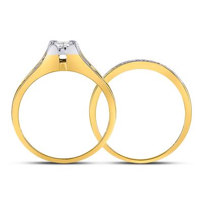 10kt Gold Ladies Princess-Cut Wedding Set 1/2 Cttw