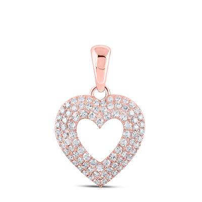 10kt Gold Diamond Heart Pendant 1/2 Cttw