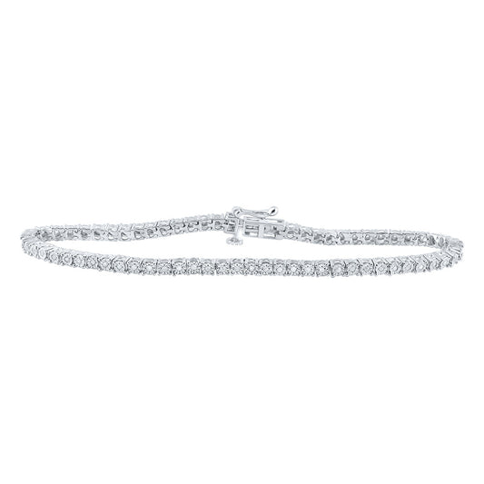 Sterling Silver Womens Round Diamond Fashion Bracelet 1/2 Cttw