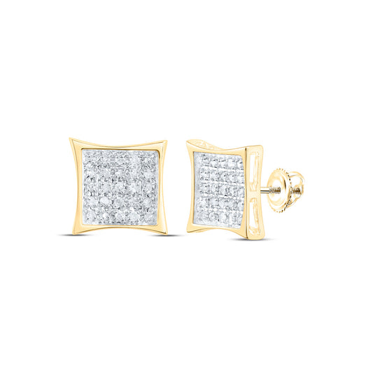 10kt Yellow Gold Womens Round Diamond Square Cluster Earrings 1/4 Cttw