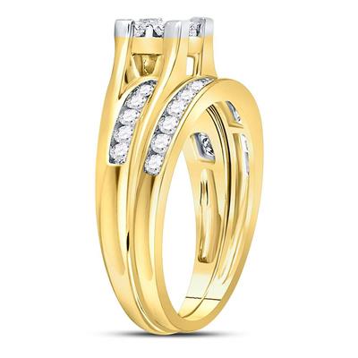 14kt Gold Princess Diamond Bridal Set 1 Cttw - Size 7