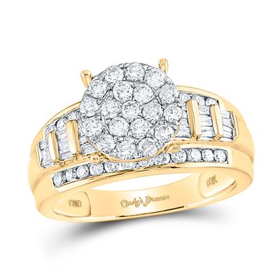 10kt Gold Round Diamond Cluster Ring 1 Cttw