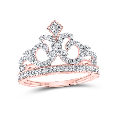 10kt Gold Diamond Crown Fashion Ring 1/5 Cttw