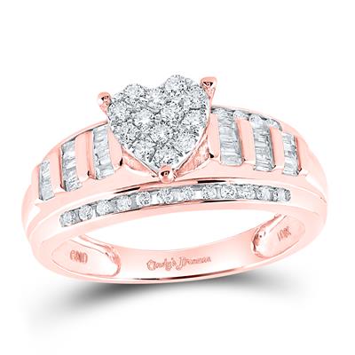 10kt Gold Diamond Heart Bridal Ring 1/2 Cttw