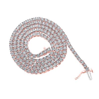 10kt Gold Round Diamond 20-inch Link Chain Necklace 3 Cttw