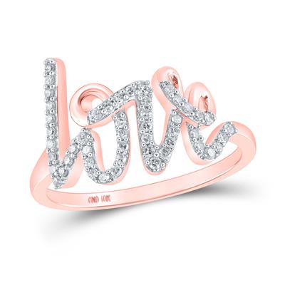 10kt Gold Diamond Love Fashion Ring 1/5 Cttw