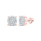 10kt Gold Round Diamond Cluster Earrings 1 Cttw