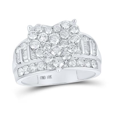 10kt Gold Diamond Heart Bridal Ring 2 Cttw