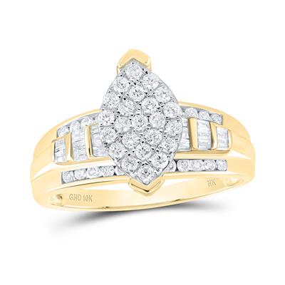 10kt Gold Diamond Marquise Bridal Ring 1 Cttw