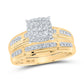 10kt Yellow Gold His Hers Round Diamond Cluster Matching Wedding Set 1/2 Cttw