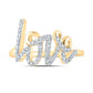 10kt Yellow Gold Womens Round Diamond Love Fashion Ring 1/5 Cttw
