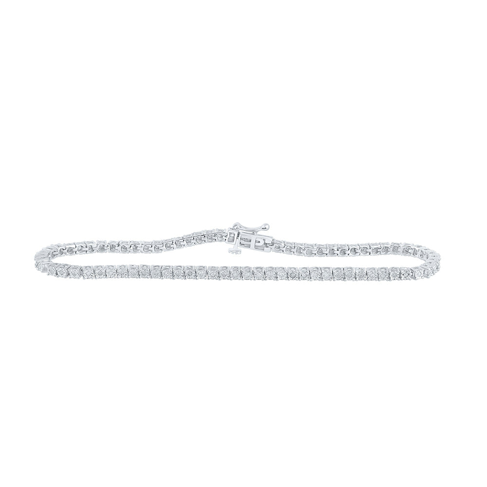 Sterling Silver Womens Round Diamond 7-inch Fashion Bracelet 3/8 Cttw