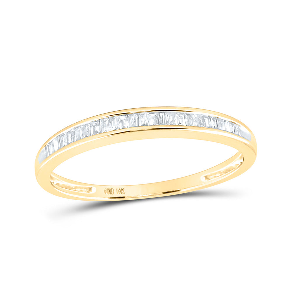 14kt Yellow Gold Womens Baguette Diamond Wedding Anniversary Band Ring 1/6 Cttw
