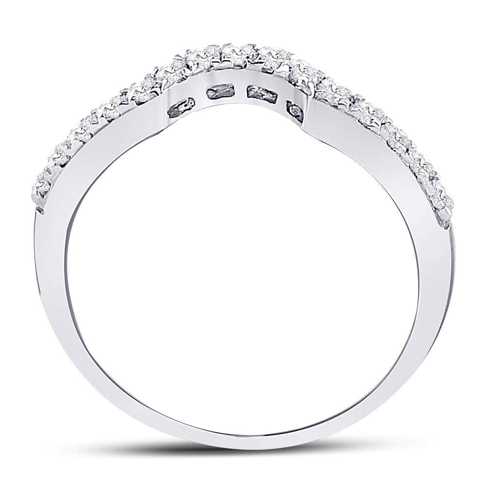 14kt White Gold Womens Round Diamond Curved Wedding Band Ring 1/4 Cttw